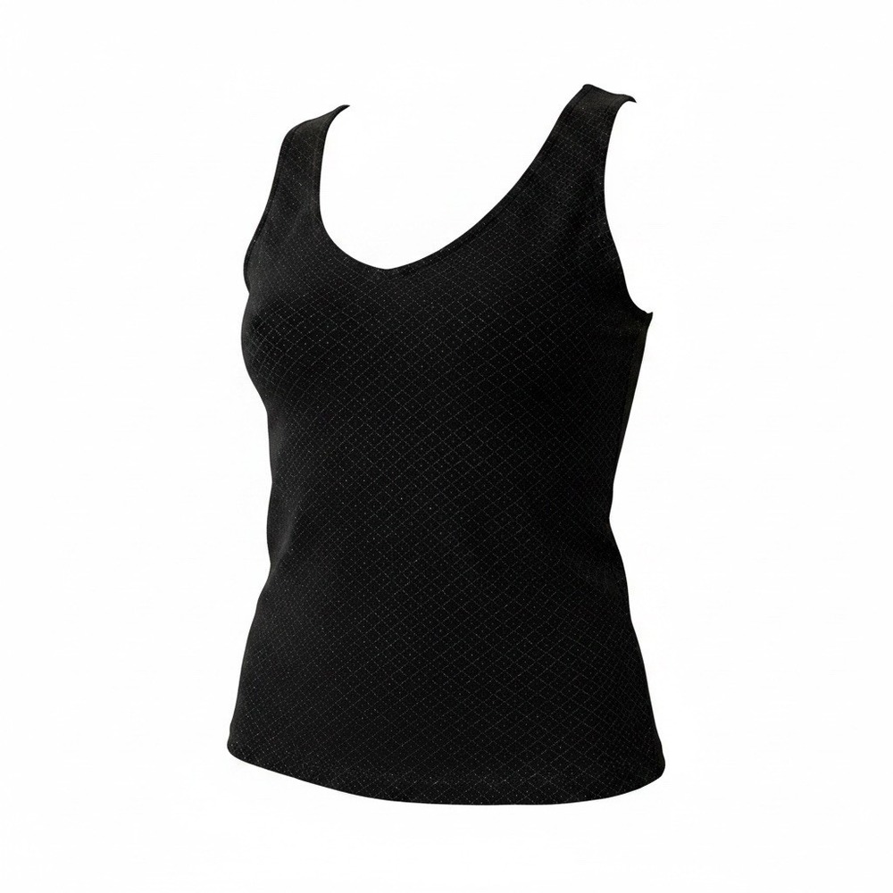 Onyx Nite Wendye Chaitin Evening Tank Top Women’s Sz Sm Black Sparkle Shimmer